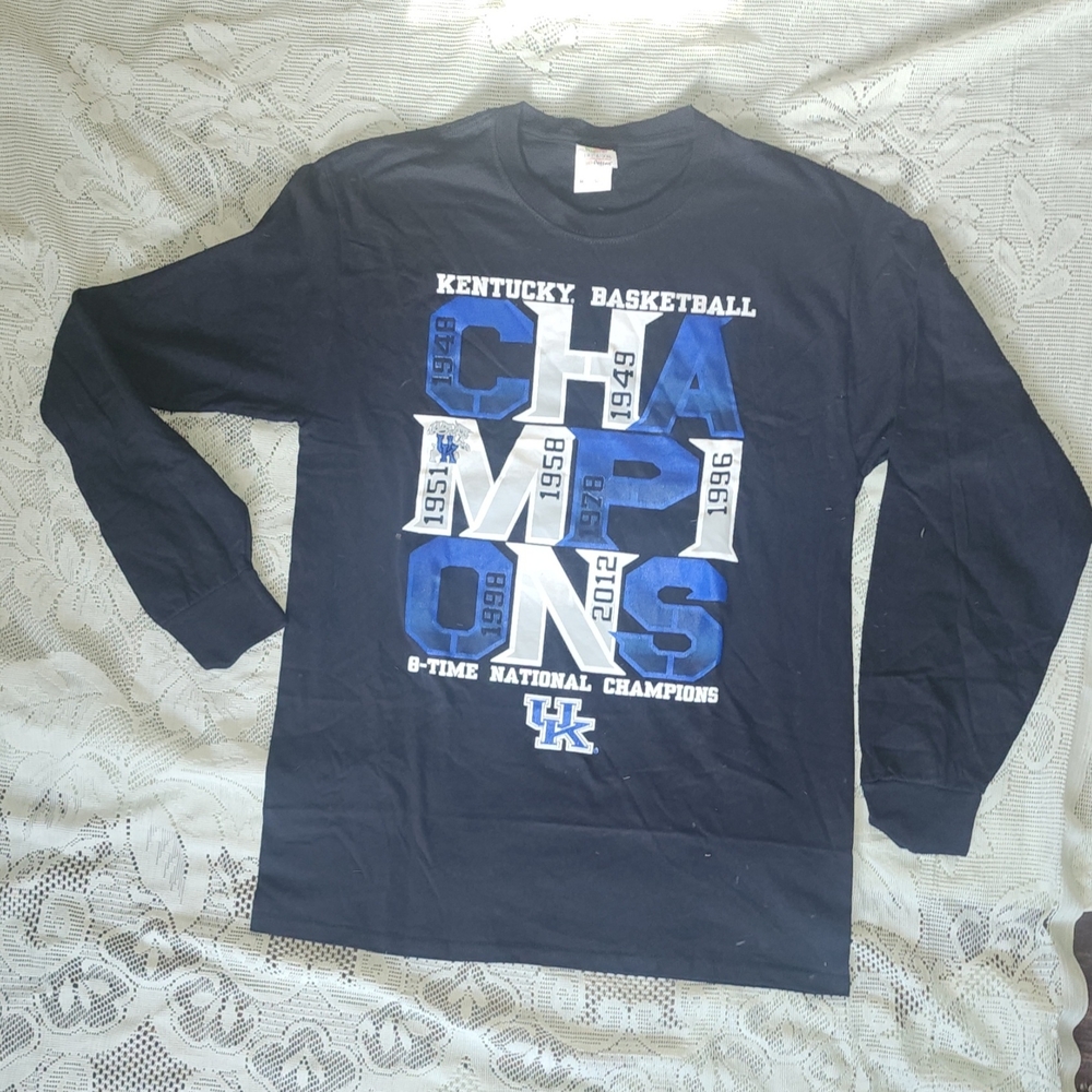 Kentucky Basketball Champions Long Sleeve Shirt - Black and Blue